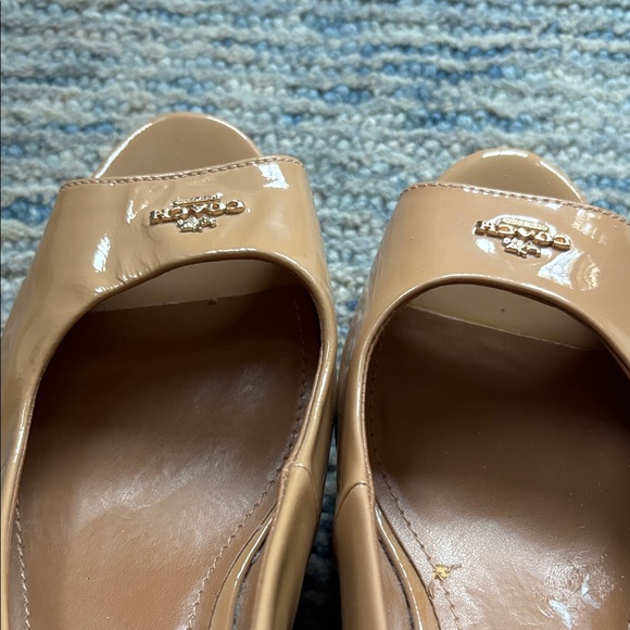 Coach Beige Peep-Toe Wedges - Picture 10 of 10